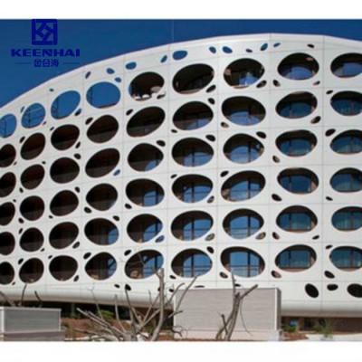 Outdoor PVDF Aluminium Cladding Perforated Panel Curtain Wall Facade